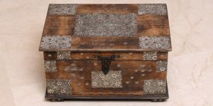 Antique Brown Handmade Carved Wooden Box