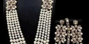 Brass White Long Mala Set