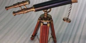Wooden Tripod Brass Telescope