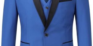 Bleu 3 Pieces Un Bouton Coupe Wedding Suit Party Wear Suit