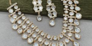 Carat Plated Pure Brass Real Kundan Necklace Set