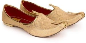 House of Jutti Men Copper Ethnic Fabric Handcrafted Embellished Mojaris with Resin Sole