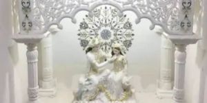 White Marble Inlay Work Jaali Indoor Temple