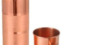 Cylindrical Silver Touch Copper Bottle