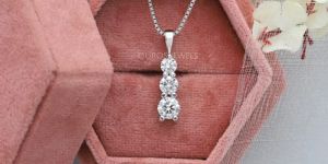 Diamond Three Stone Bar Pendant