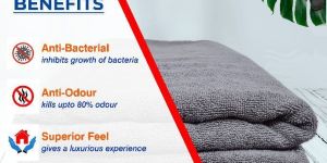 rekhas premium quick dry anti-bacterial grey colour cotton bath towel