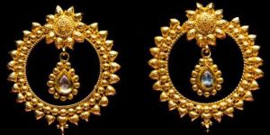 Golden Kundan Chandbali Earrings