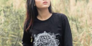 Ladies Black Buddha Printed T-Shirt