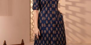 Ladies Blue A-Line Kurti Set