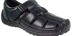 Mens Black Leather Sandal