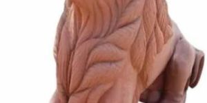 Red Sandstone Lion Statue