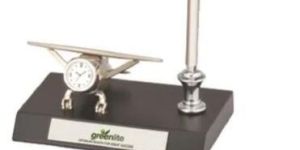 Metal Pen Stand with Clock