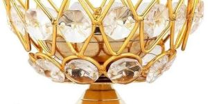 White Diamond Brass Crystal Diya