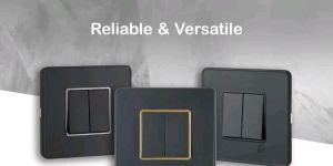 L&T EnGem Cover plates with Grid Frame - Stone Grey Series
