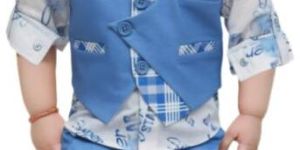 MM723 Blue Boys Pant Shirt Jacket Bow Tie Set