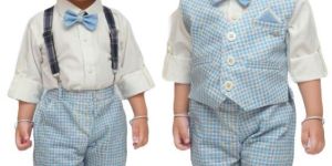 MM782 Sky Blue Boys Pant Shirt Jacket Bow Tie Set
