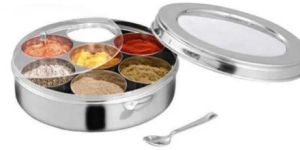 Stainless Steel See Thru Masala Dabba (With Plate)