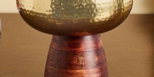 Brass Bowl with Wooden Base