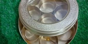 Brass Glass Masala Box