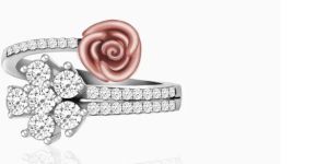 Silver Studded Rose Ring
