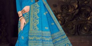 VIHA Printed Daily Wear Pure Cotton Saree (TARQUISE)