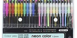 Multicolor Plastic 48 Pieces Neon Colored Pen