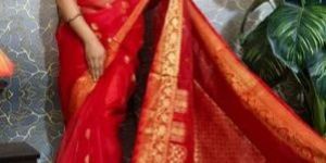 Ladies Red Zari Saree