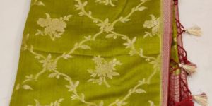 Olive Green Matka Silk Saree
