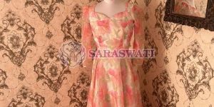 Indo Western Peach Organza Gown