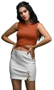 LADIES RUST RIBBED TOP