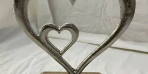 Metal Silver Two Heart Sculpture