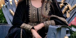 Heavy Embroidery Work Velvet Kurti Pant Dupatta Set