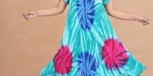 Ladies Blue Printed Rayon Dress