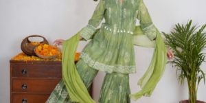 Ladies Printed Cotton Kurti Garara Set