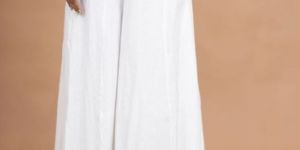 Ladies White Rayon Palazzo