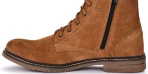 Zelt Men Tan Brown Suede Leather Flat Boots