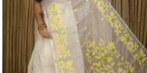 Ladies Handwoven Pure 82 Count Cotton Jamdani Saree