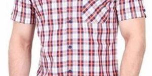 Mens Half Sleeve Checked Cotton Shirt