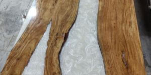 Acacia Wood Door in Pearl White Resin