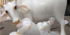 Marble Cow & Calf Statue