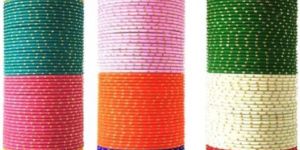 Anitya Glass Bangles Set with Golden Touch with 12 Colour Fo