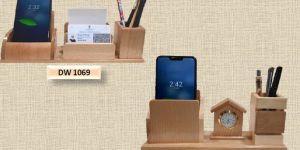 Wooden Pen Stand with Mobile Holder