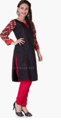 Pure Silk Kurti with Embroired Sleeves