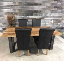 Vintage Dining Table with U Metal Frame Legs