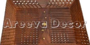 Brass Carved Wooden Tray
