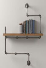 Reclaimed Wood Shelf Industrial Wood and Black Pipe Wall Shelf