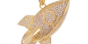 14 KT Gold Plated Rocket Emoji Pendant