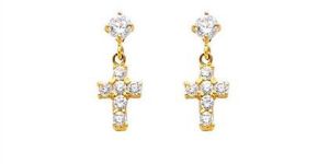 Cross Dangle Stud Earring