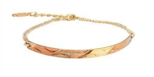 Diamond Cut Three Tone Plated Charm Bangle Bracelet