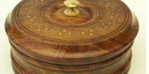 Round Brass Inlay Box